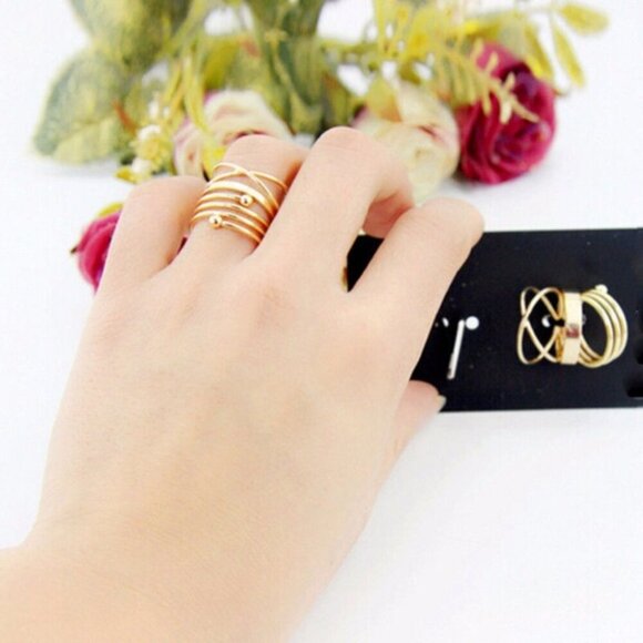 6pcs Set Gold Tone Finger Tip Knuckle Stacking - Picture 6 of 7